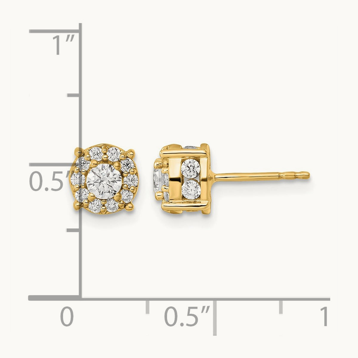 Round Halo Post Earrings, 1.00-2.00 ct tw Lab-Grown Diamond — 1 ct
