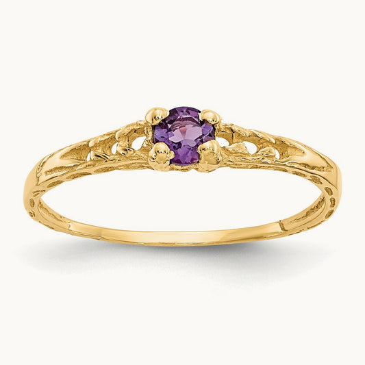 Madi K Amethyst Birthstone Baby Ring, 3mm, 14K