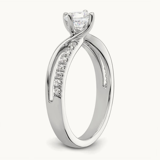 Round Semi-Mount Bypass Engagement Ring, 0.15 ct tw