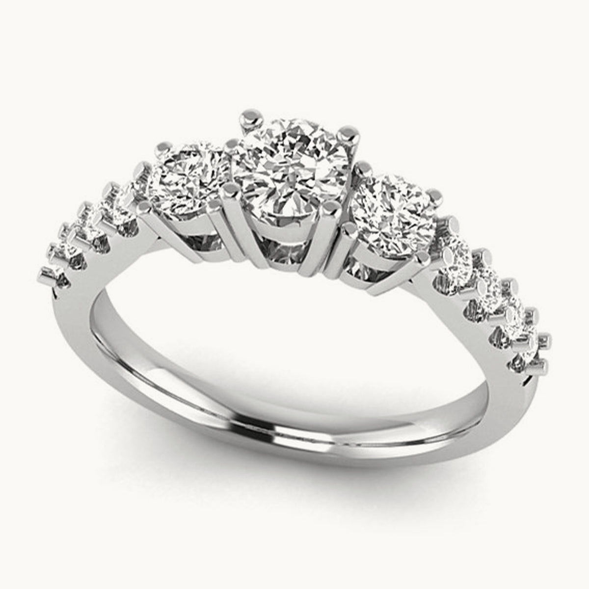 Round Semi-Mount 3 Stone Engagement Ring, 0.75-1.50 ct tw Lab-Grown Diamond — 7/8 ct · VS/SI (Great), 14K Rose Gold, 7