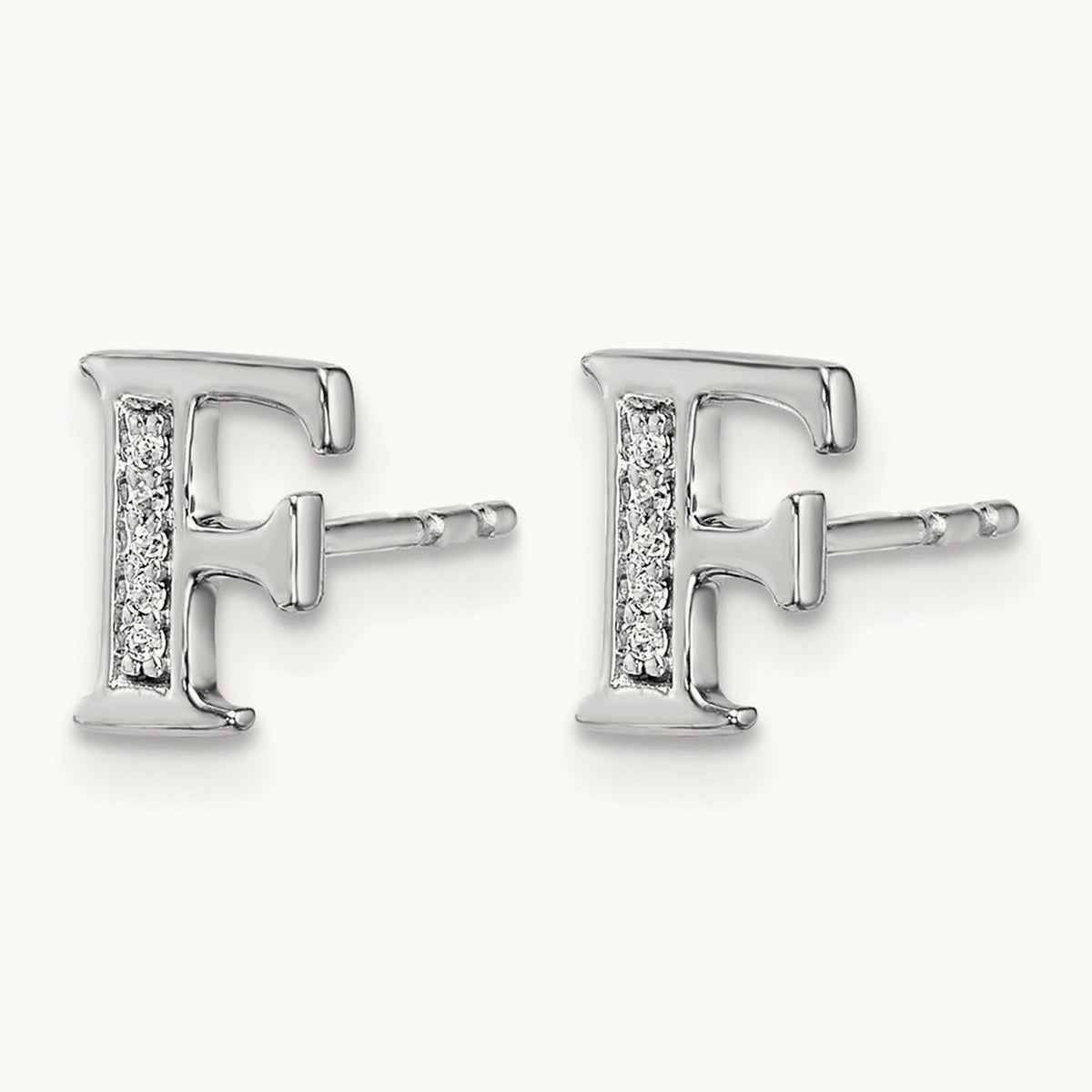 Diamond Earrings — 14K White Gold, 8mm, F