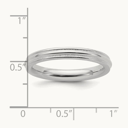 Rhodium-plated Comfort Fit Milgrain Band — photo set