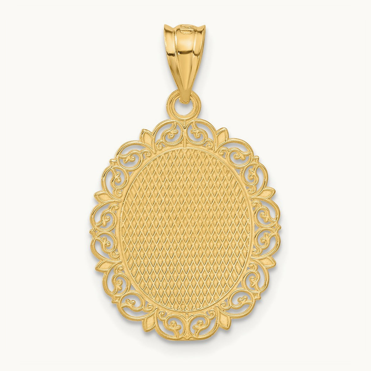 Solid Satin Polished Cancer Zodiac Oval Pendant, 14K