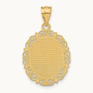 Solid Satin Polished Cancer Zodiac Oval Pendant, 14K