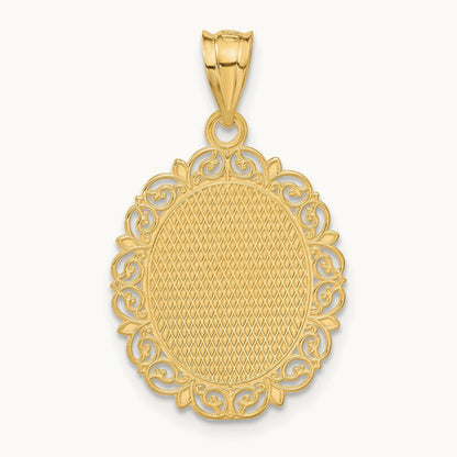 Solid Satin Polished Cancer Zodiac Oval Pendant, 14K