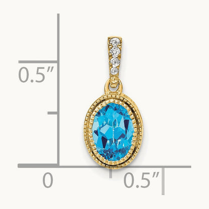 Oval Blue Topaz and Diamond Pendant — photo set