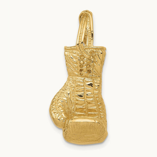 Hollow Polished 3-D Boxing Glove Pendant, 14K