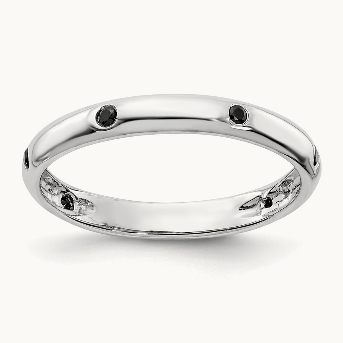 6-stone Black Diamond Band, 14K White Gold