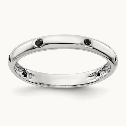 6-stone Black Diamond Band, 14K White Gold