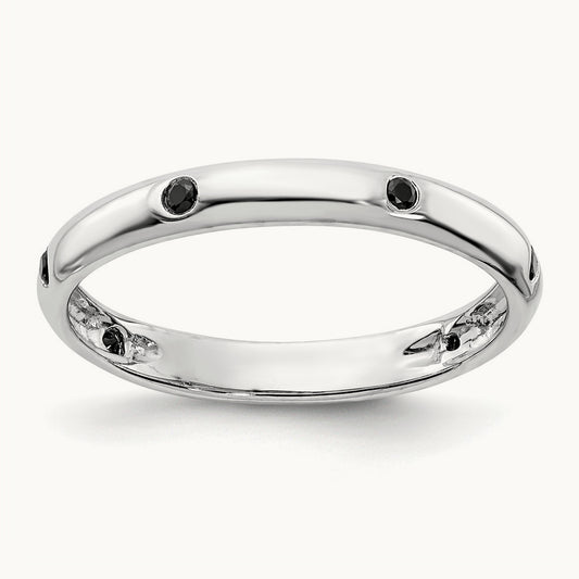 6-stone Black Diamond Band, 14K White Gold