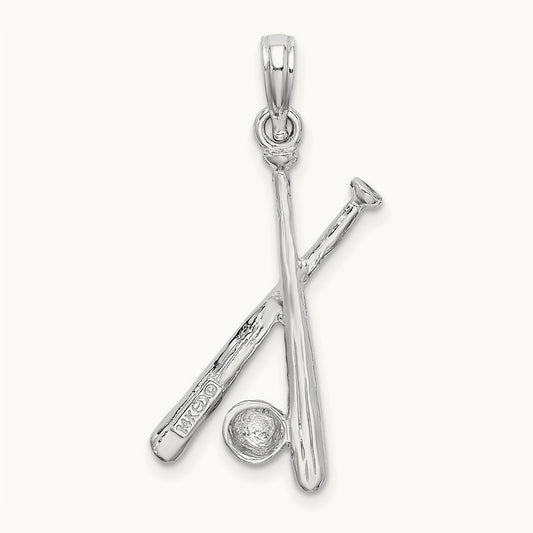 2-D Baseball Charm, 14K White Gold