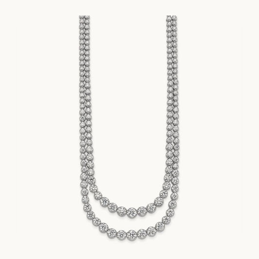 Graduated Layered Tennis Necklace, 15.00 ct tw Lab-Grown Diamond