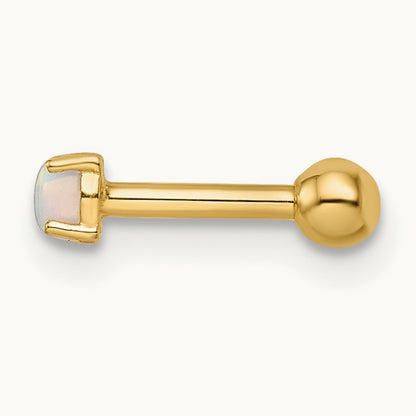 16 Gauge Created Opal Labret Stud, 14K
