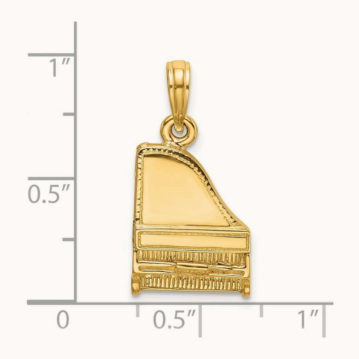 3-D Top Opens Grand Piano Charm — 14K White Gold