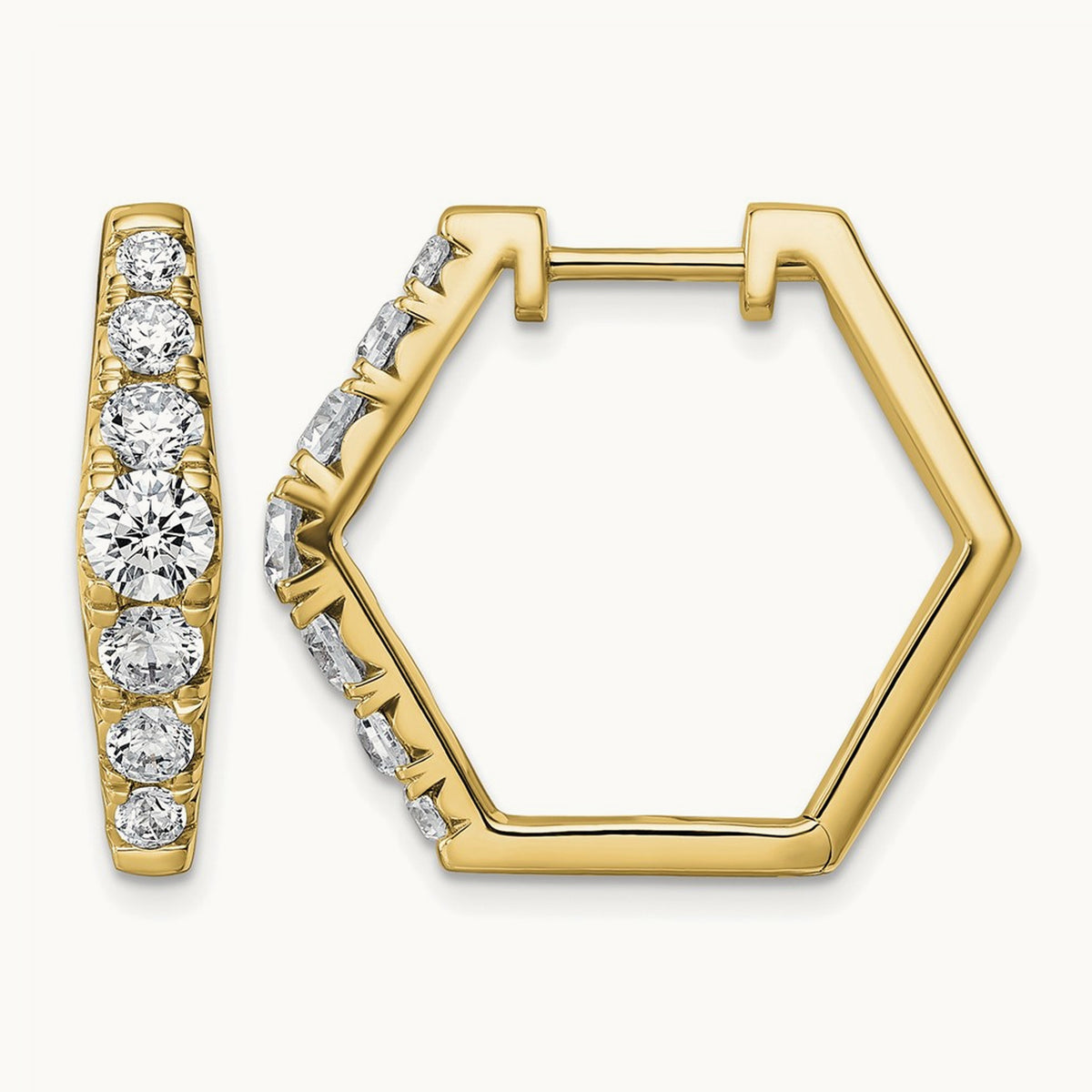 Fashion Hoop Earrings, 0.50-1.50 ct tw Lab-Grown Diamond — 1 1/2 ct, 14K Yellow Gold
