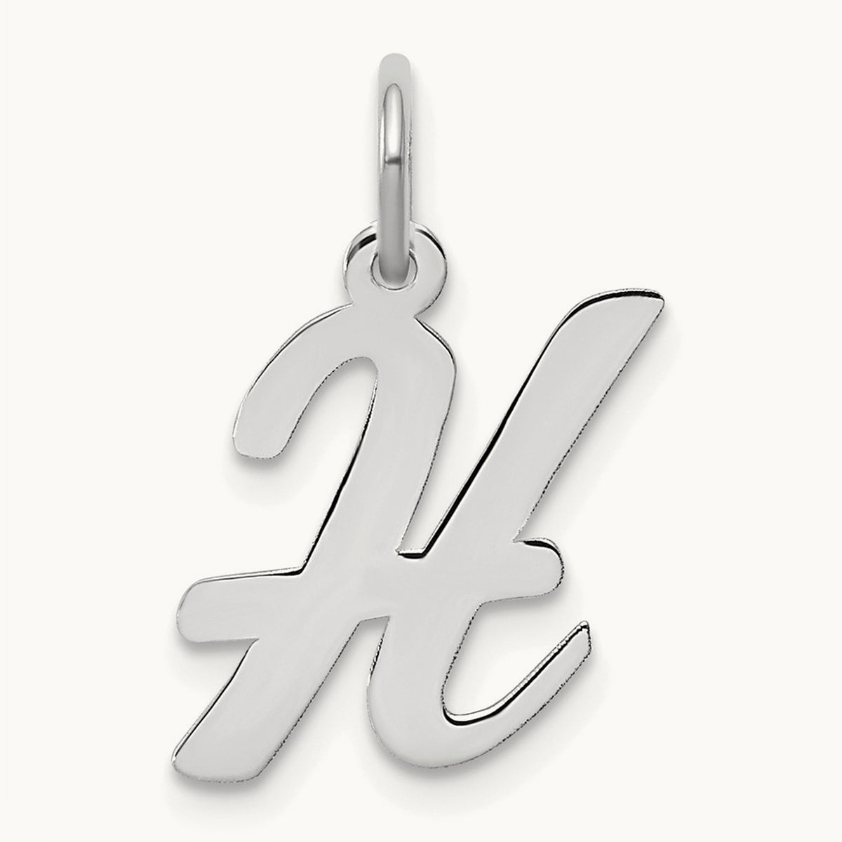 Medium Script Initial Charm — 14K White Gold, H