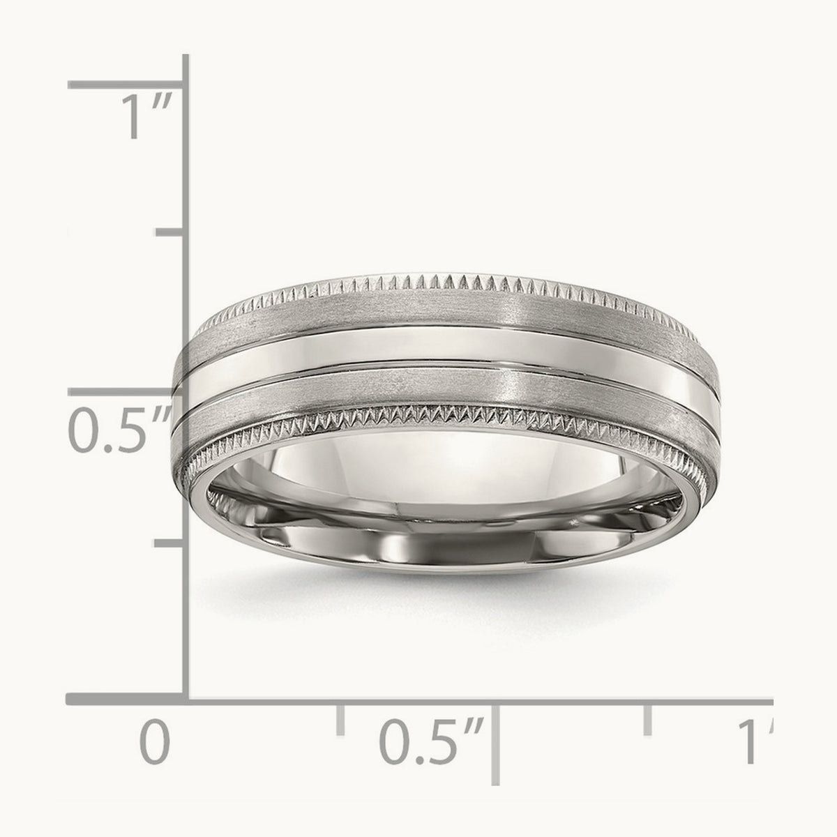 Brushed and Polished Textured Edge Band, 7mm, Titanium