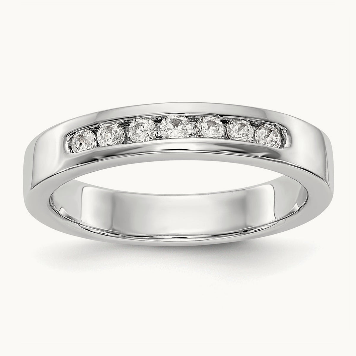 7-Stone Diamond Channel Band, 14K White Gold