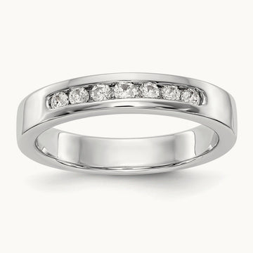 7-Stone Diamond Channel Band, 14K White Gold
