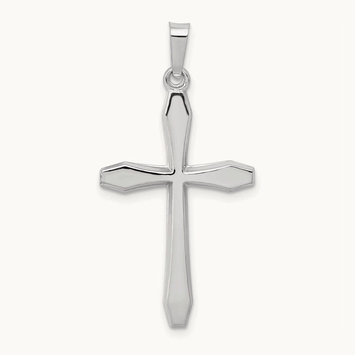 Polished Cross Pendant, 14K White Gold