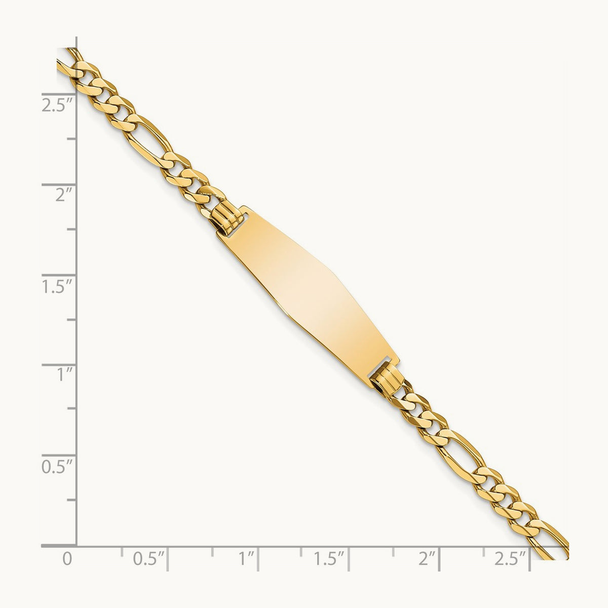 Soft Diamond Shape Flat Figaro Link ID Bracelet, 14K