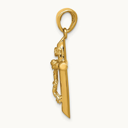 Polished Crucifix Cross Pendant, 14K