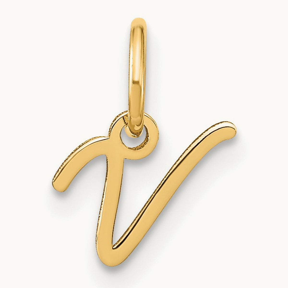 Upper case Initial Charm — 14K Yellow Gold, V