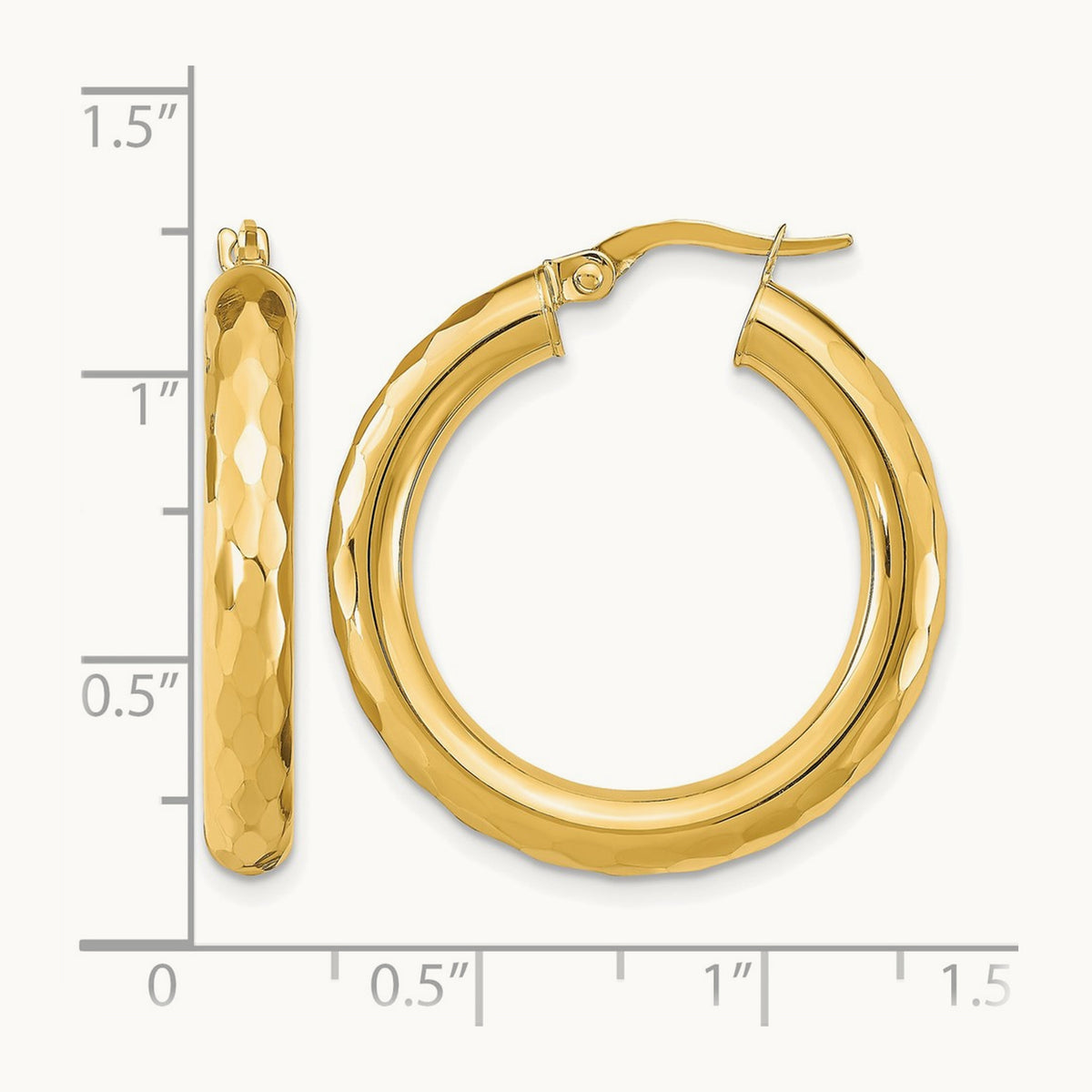 Polished Diamond-cut Hoop Earrings — 14K Yellow Gold, 26mm