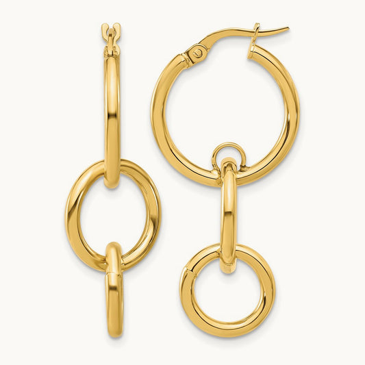 Polished Double Round Hoop Earrings, 14K — Leslie's
