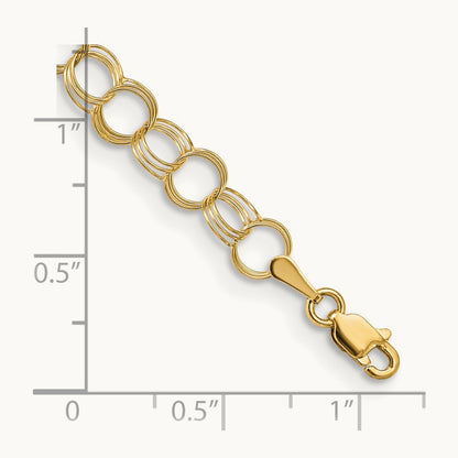 Solid Triple Link Charm Bracelet, 14K
