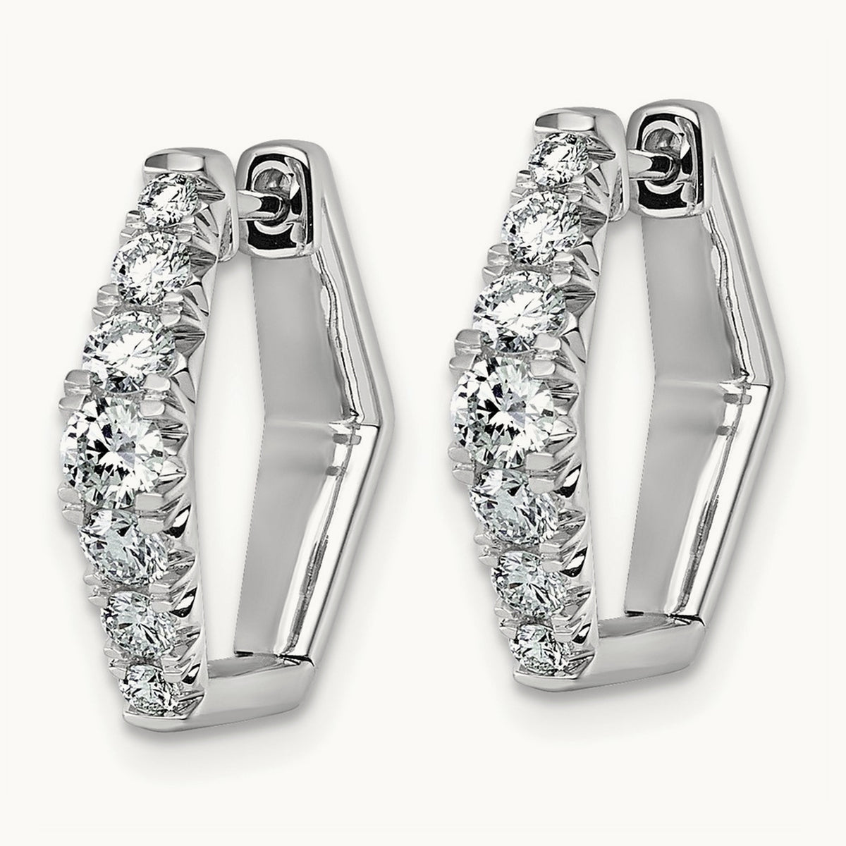 Fashion Hoop Earrings, 0.50-1.50 ct tw Lab-Grown Diamond — 1 ct, 14K White Gold
