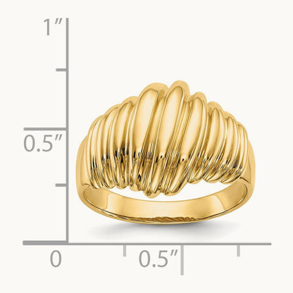 Polished Scalloped Dome Ring, 14K