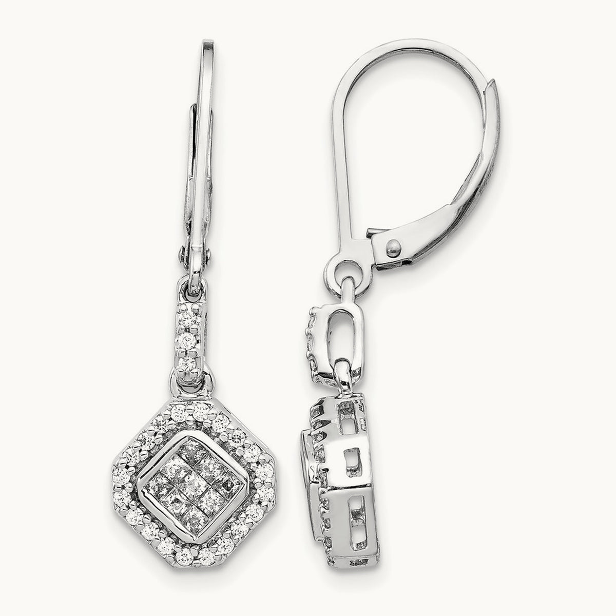 Diamond Leverback Earrings — photo set
