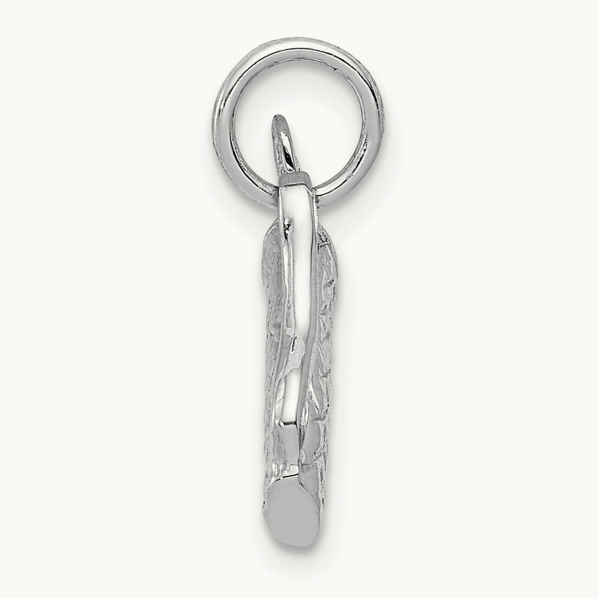 Solid Polished 3-D Golf Bag/Clubs Charm, 14K White Gold