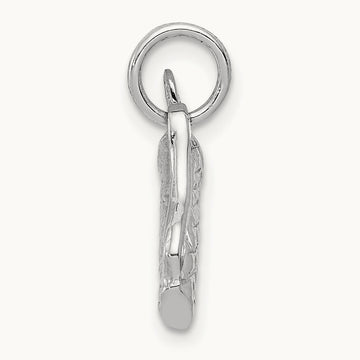 Solid Polished 3-D Golf Bag/Clubs Charm, 14K White Gold