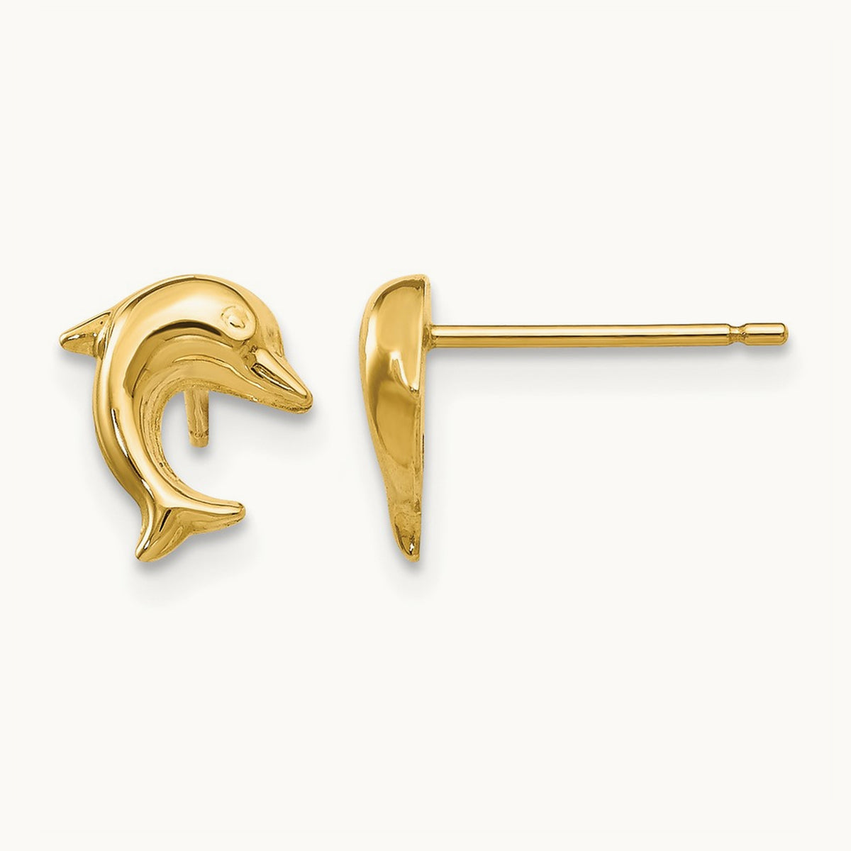 Small Dolphin Post Earrings, 14K
