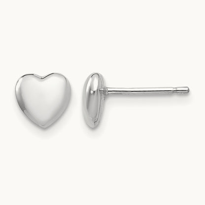 Heart Post Stud Earrings, 14K White Gold