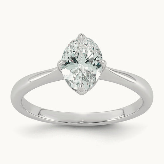 Oval Center Solitaire Ring, 1-4 ct Lab-Grown Diamond