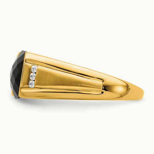 Onyx and Diamond Men's Ring, 0.09 ct tw, 14K Gold — 14K Yellow Gold