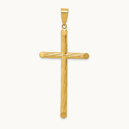 Fancy Textured Cross Pendant, 14K