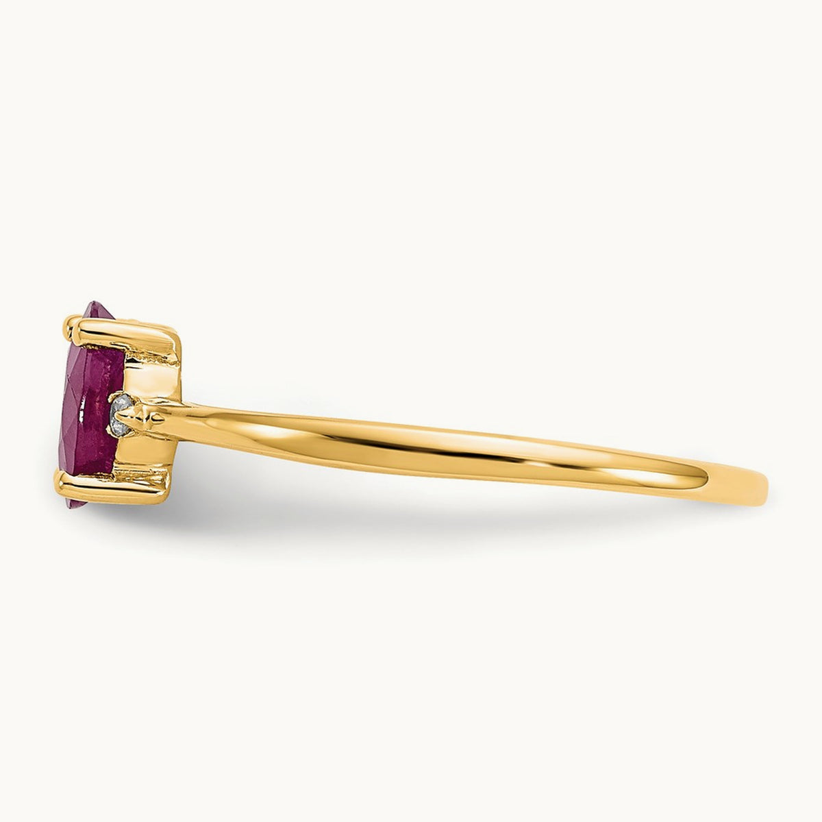 Diamond & Ruby Birthstone Ring — 14K Yellow Gold, 6