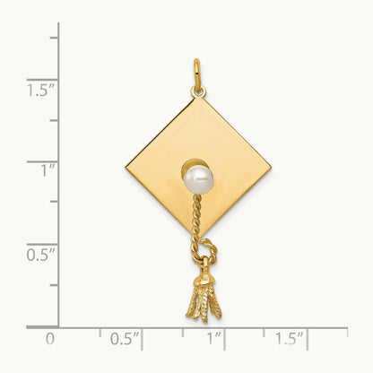 Graduation Cap with FW Cultured Pearl Charm, 14K