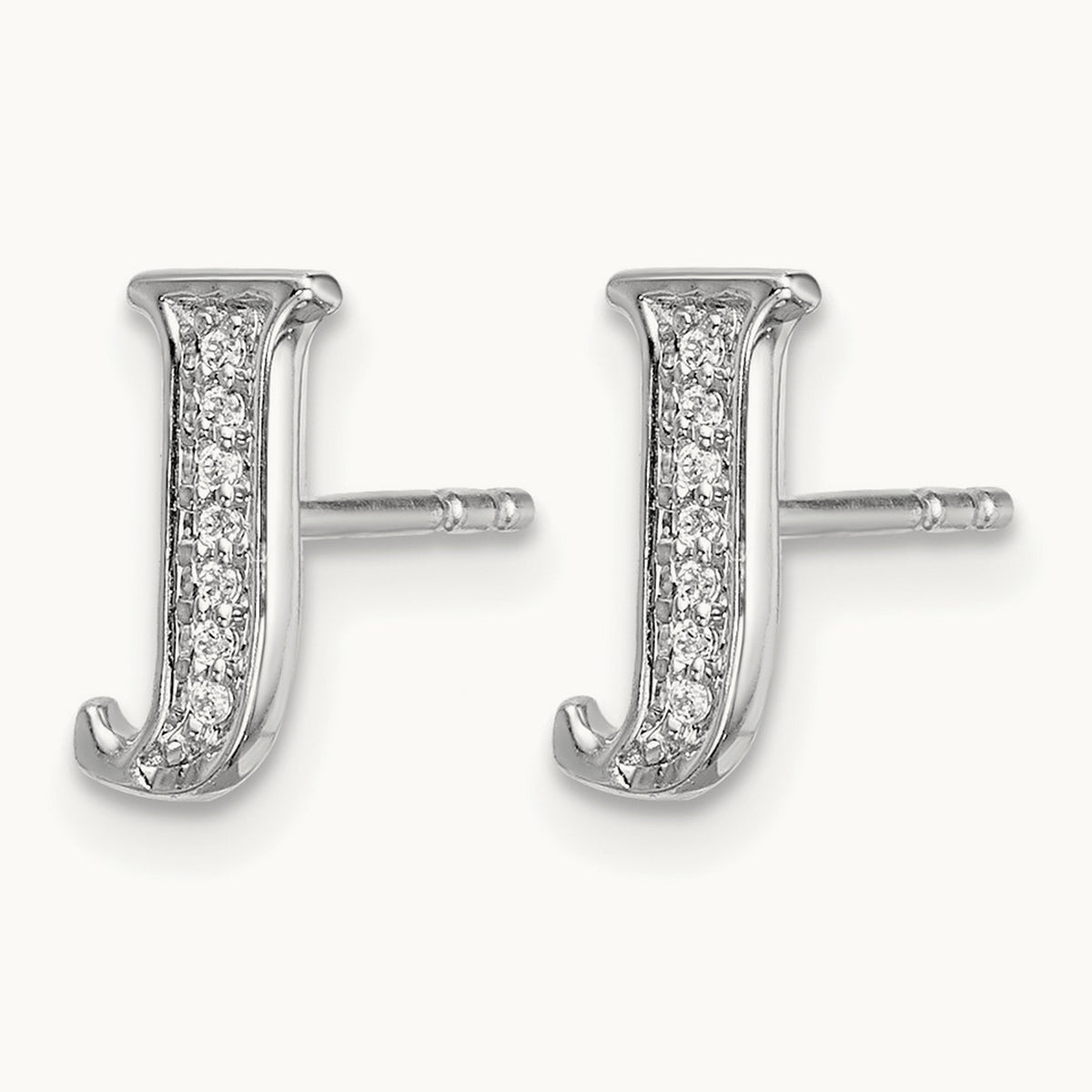 Diamond Earrings — 14K White Gold, 8mm, J