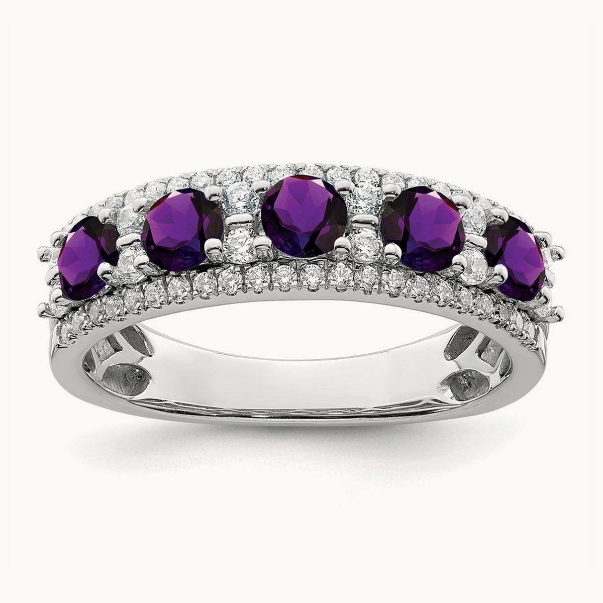 Polished Amethyst and Diamond Ring — photo set