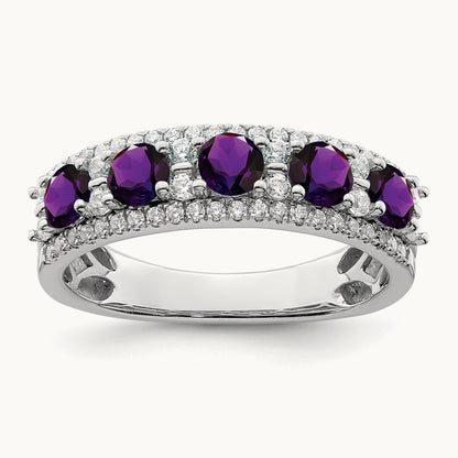 Polished Amethyst and Diamond Ring — photo set