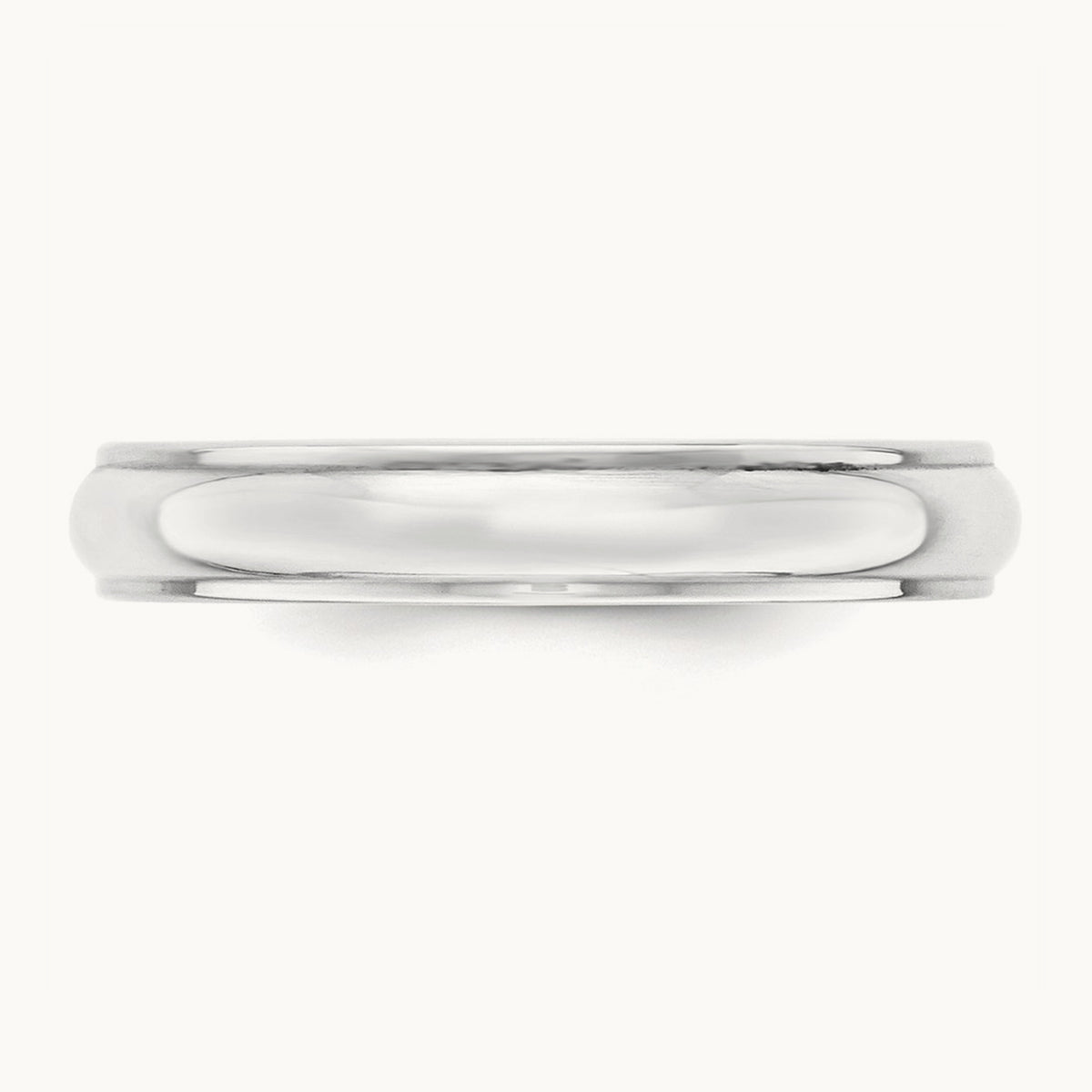 Half Round with Edge Band, 4mm, 10K White Gold