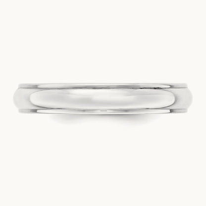 Half Round with Edge Band, 4mm, 10K White Gold