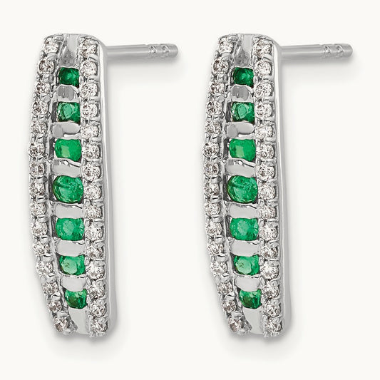 Created Emerald Post Earrings, 0.25 ct tw Lab-Grown Diamond