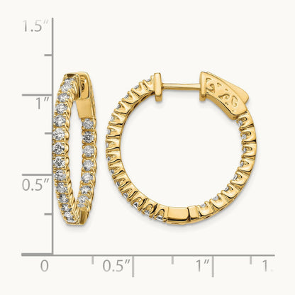 Diamond Round Hoop w/Safety Clasp Earrings, 14K