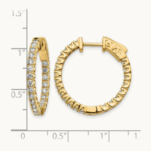 Diamond Round Hoop w/Safety Clasp Earrings, 14K